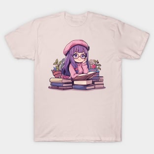 Cute Bookish Manga Girl T-Shirt